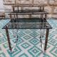 3 nesting coffee tables, smoked glass, chrome base
