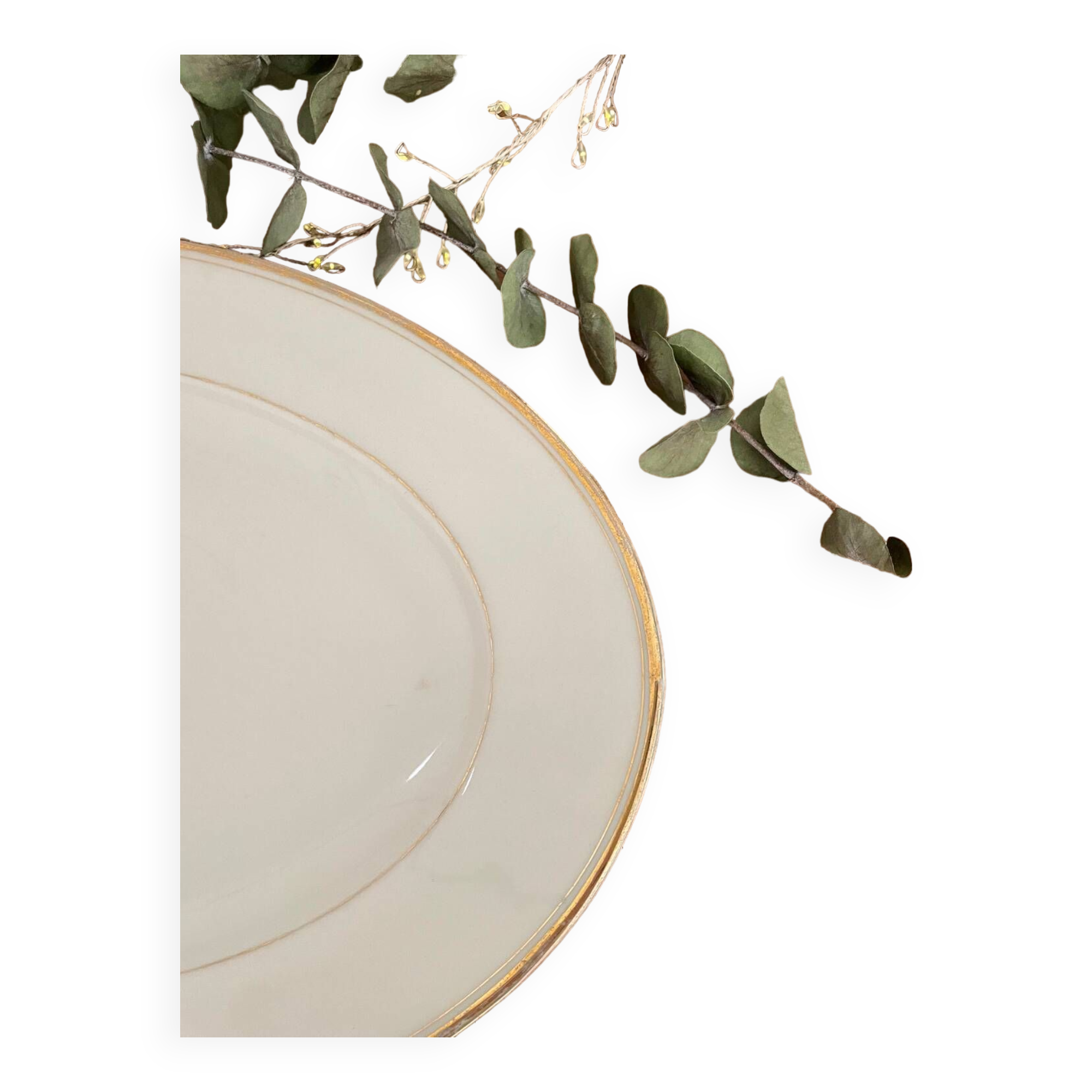 Plat ovale doré et blanc
