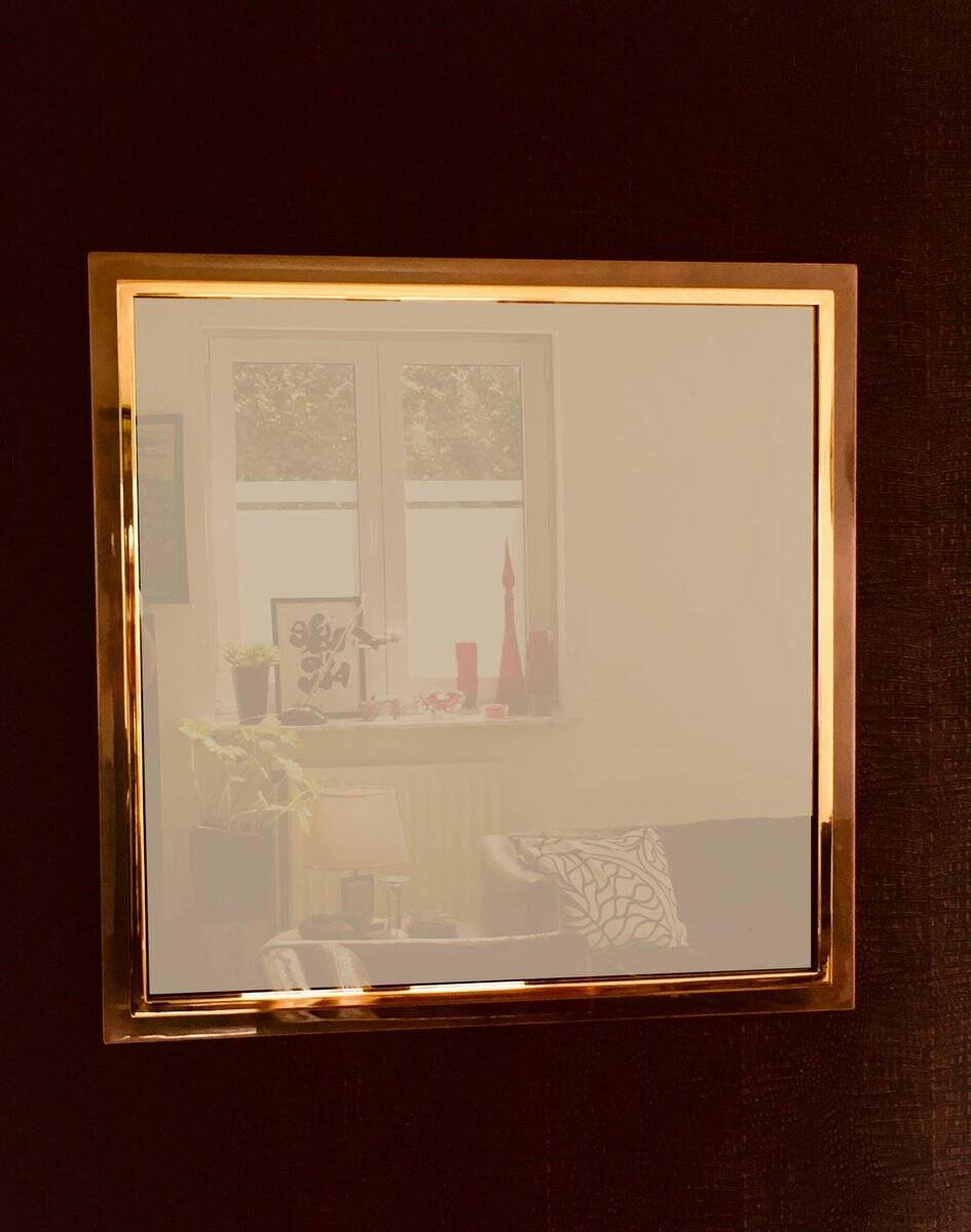 Postmodern Square Bronze Mirror from Belgo Chrom, Belgium, 1980s