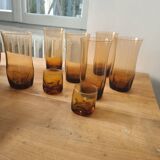 Amber orangeade set - 1 pitcher - 6 glasses - 2 small glasses