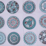 Service of 12 plates by Robert PICAULT in Vallauris ceramic, 1960