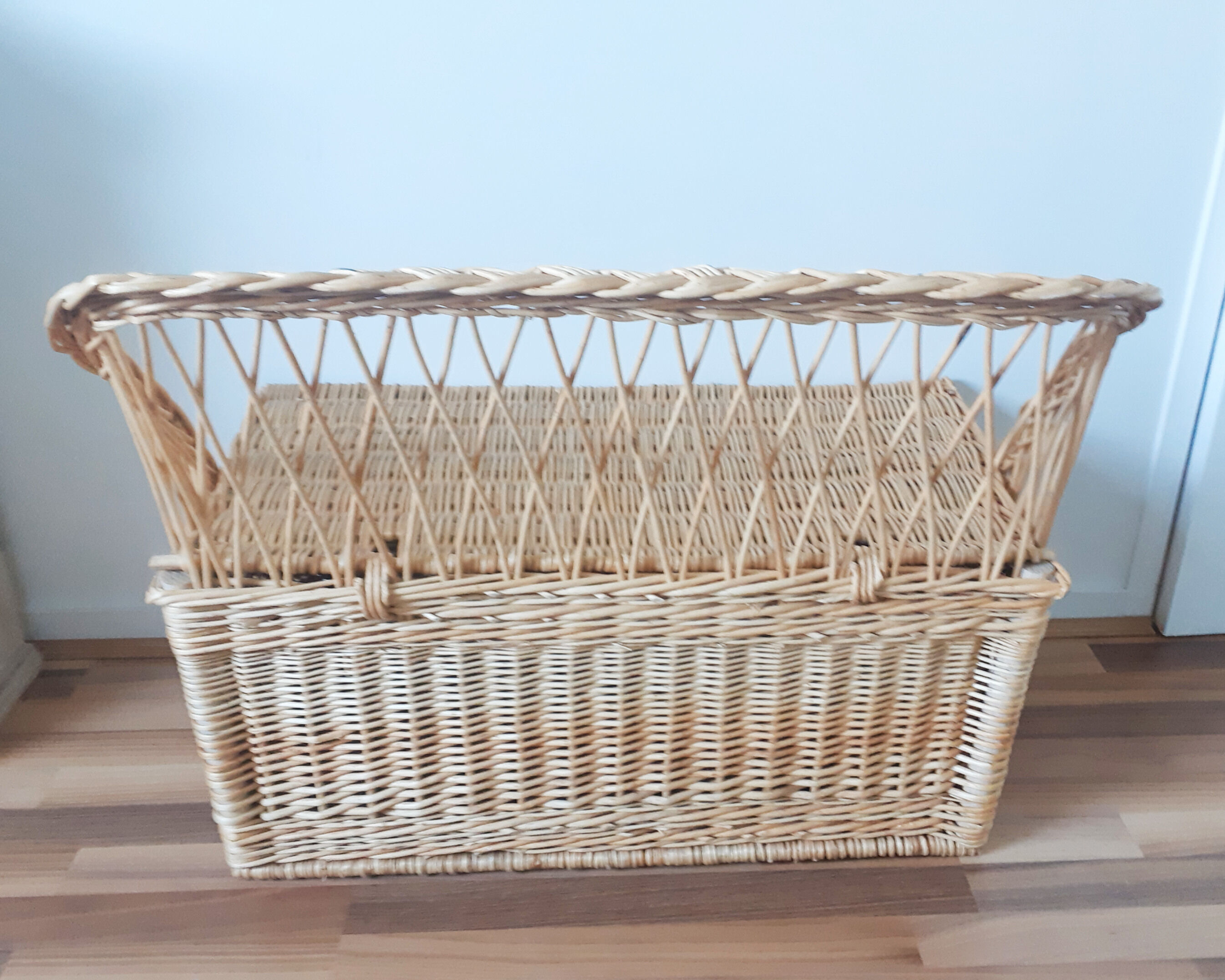 Antique rattan toy chest, wicker, bench