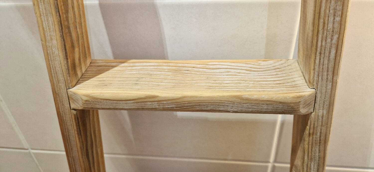 Vintage pine towel rack shelf ladder