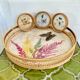 Bamboo butterfly tray and 6 vintage coasters