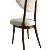 Midcentury White bouclé Heart Chairs, by Kurmanowicz, 1960s, Set of 6