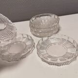 6 desert plates/ice cream plates in crystal glass from the 1960s.