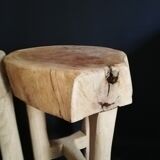 Brutalist solid oak stool