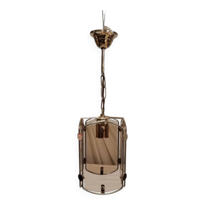 Suspension en métal doré et verre fumé