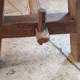 "A frame" bench in solid oak, patinated.