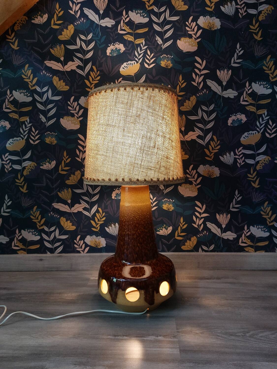 Fat lava ceramic floor lamp by Baudin