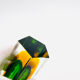 Vase Cesare Toso - Murano - Sommerso - Pentagonal vert et ambre