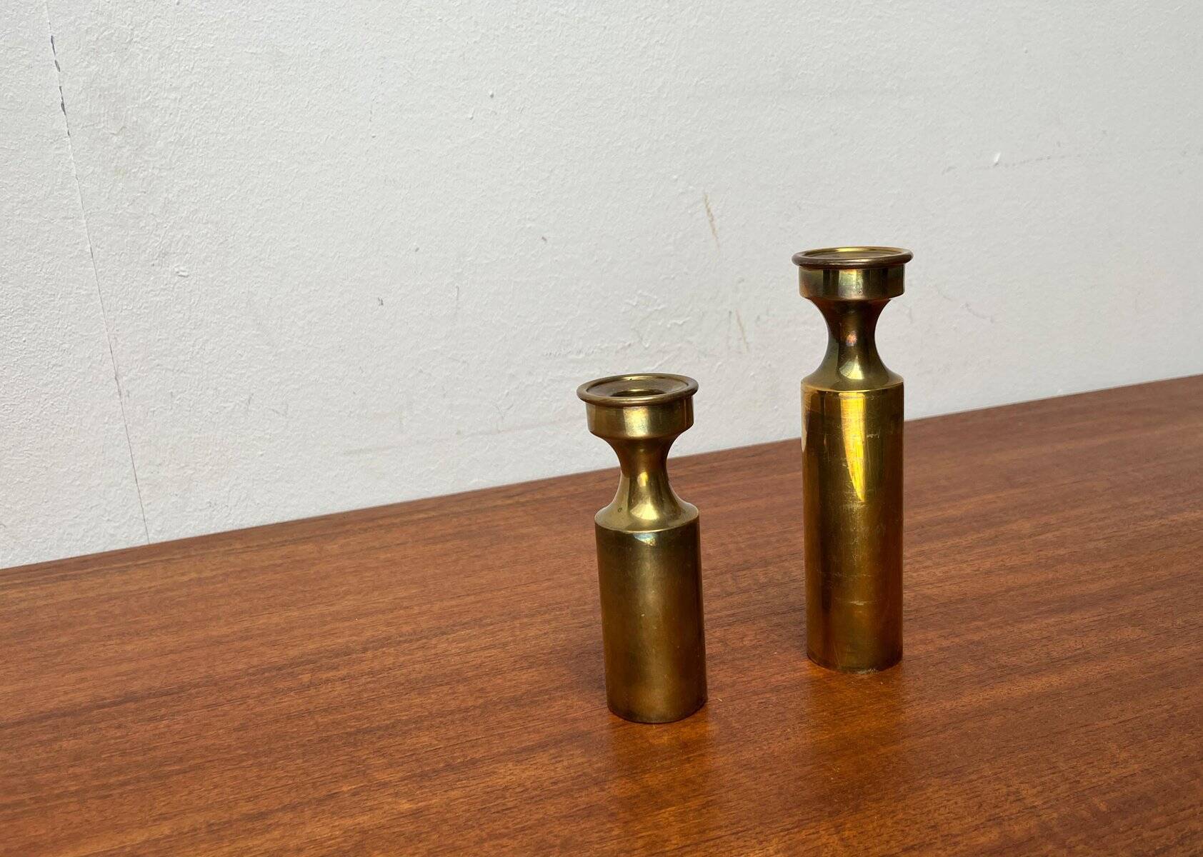 Danish brass candle holders from the mid-century by Boyes Metalkunst, 1960s, set of 2.