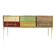 Mid-Century Modern Solid Wood and Colored Glass Italian Sideboard