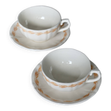 Pair of vintage Gien wheat pattern breakfast cups
