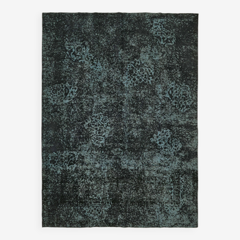 Tapis décoratif oriental fait à la main des années 1980, 294 cm x 401 cm, en laine noire