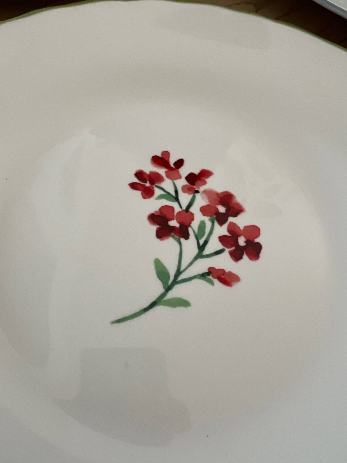 Vintage floral plates, country chic bohemian style.