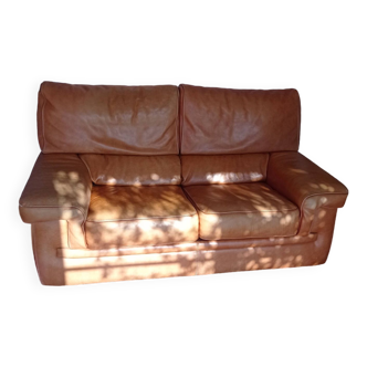 Vintage camel leather sofa