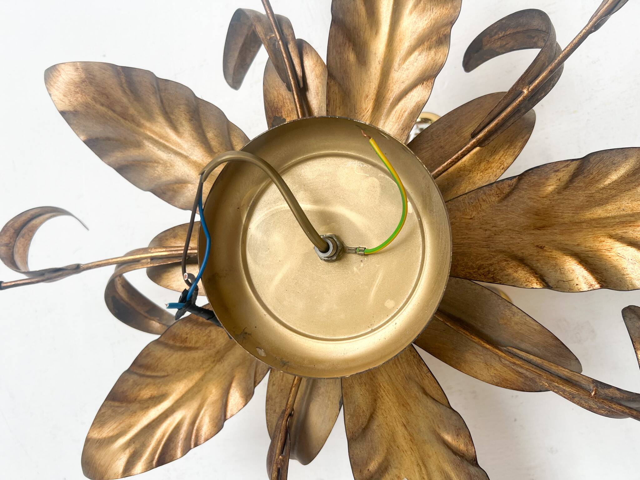 Gold plated XL ceiling lamp or wall lamp from Italy, 1970s