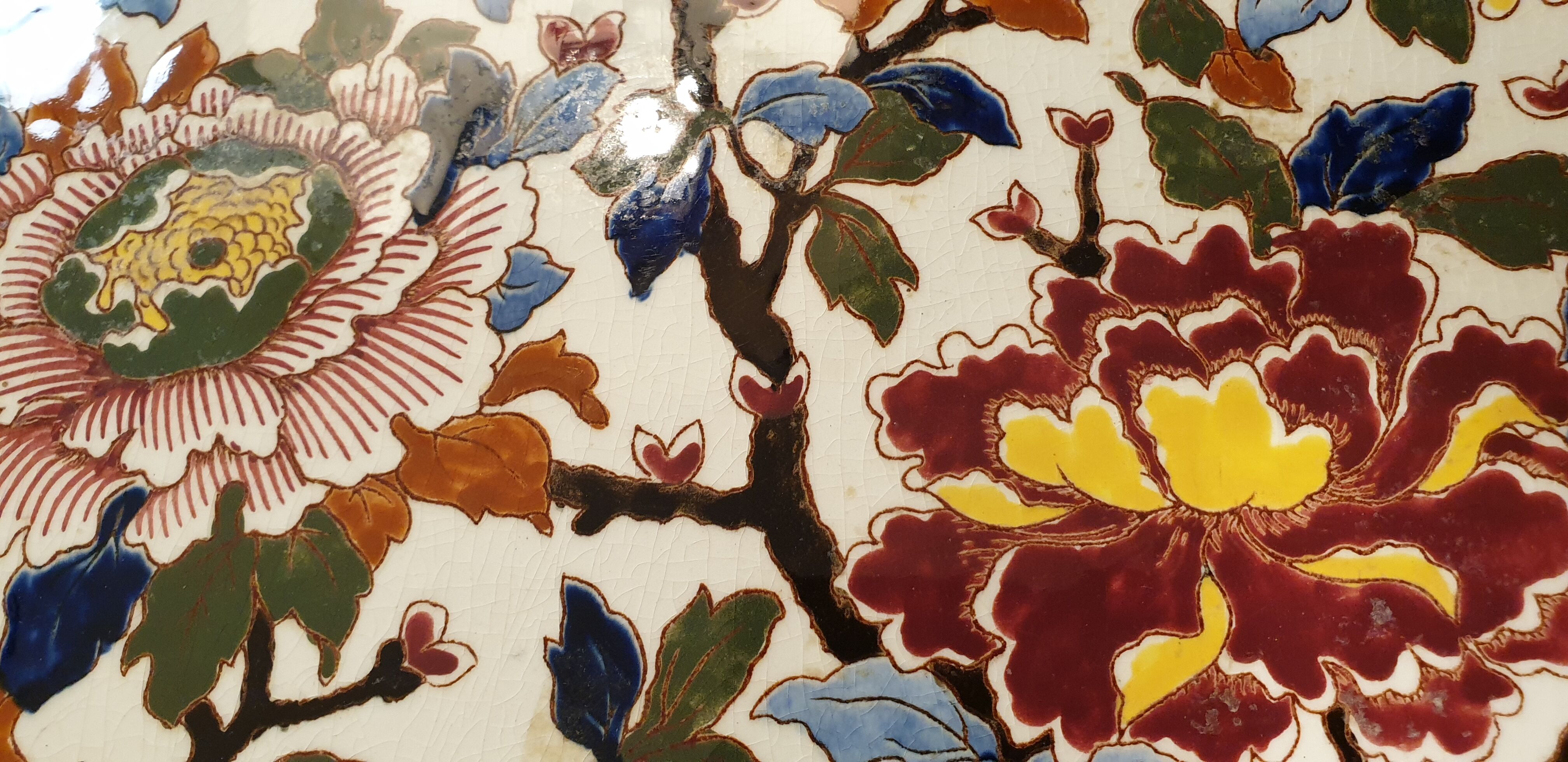 Gien earthen earthenware dish peony model