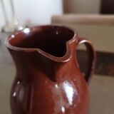Pitcher / jug in fine red enameled earthenware called Carmelite - Between 1806 and 1840 - Sarreguemines