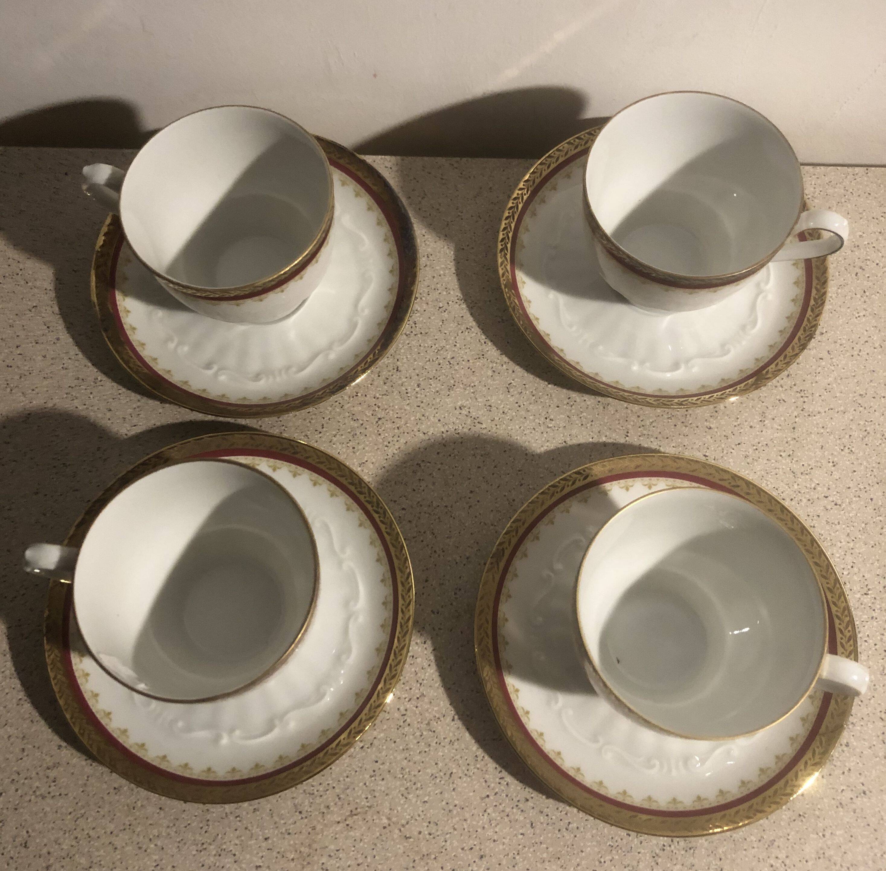 4 Bavarian porcelain coffee cups and saucers