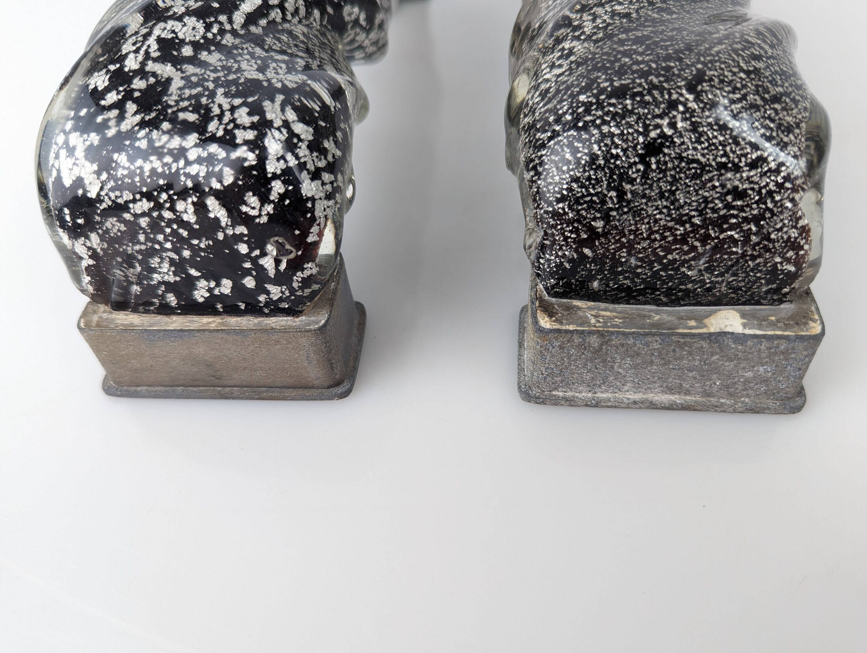 Pair of Hand-Blown Murano Glass Spiral Door Handles with Silver Dust, 1960s