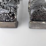 Pair of Hand-Blown Murano Glass Spiral Door Handles with Silver Dust, 1960s