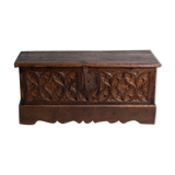 Gothic oak chest with carved façade - high period