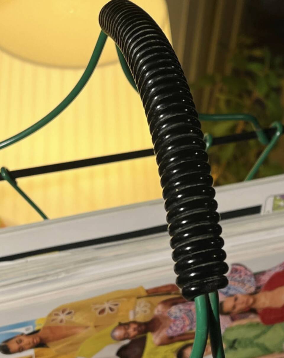 Vintage 50s metal and green wire magazine rack