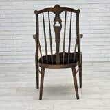 1960s, Danish high-backed armchair, reupholstered, furniture cowhide, oak.