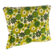 Cushion cover, green lotus flowers, vintage 1970