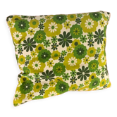 Housse de coussin, fleurs de lotus vertes, vintage 1970