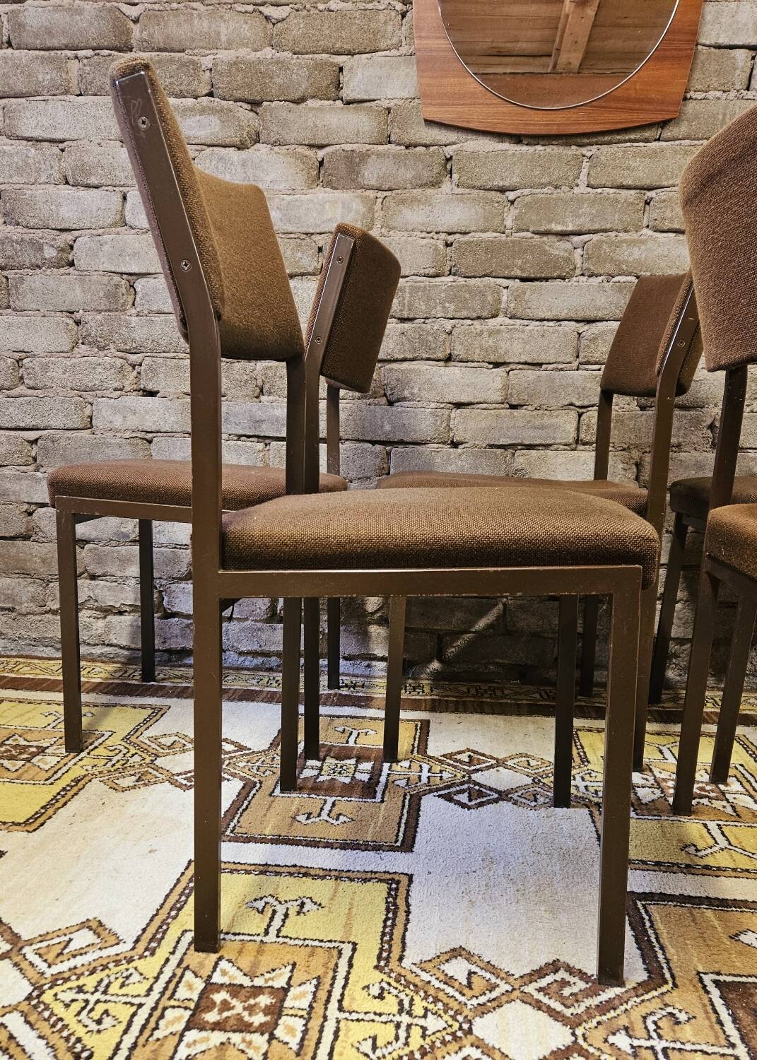 Set of 6 vintage black metal chairs from the 1970s