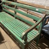 Indian bench in green lacquered teak