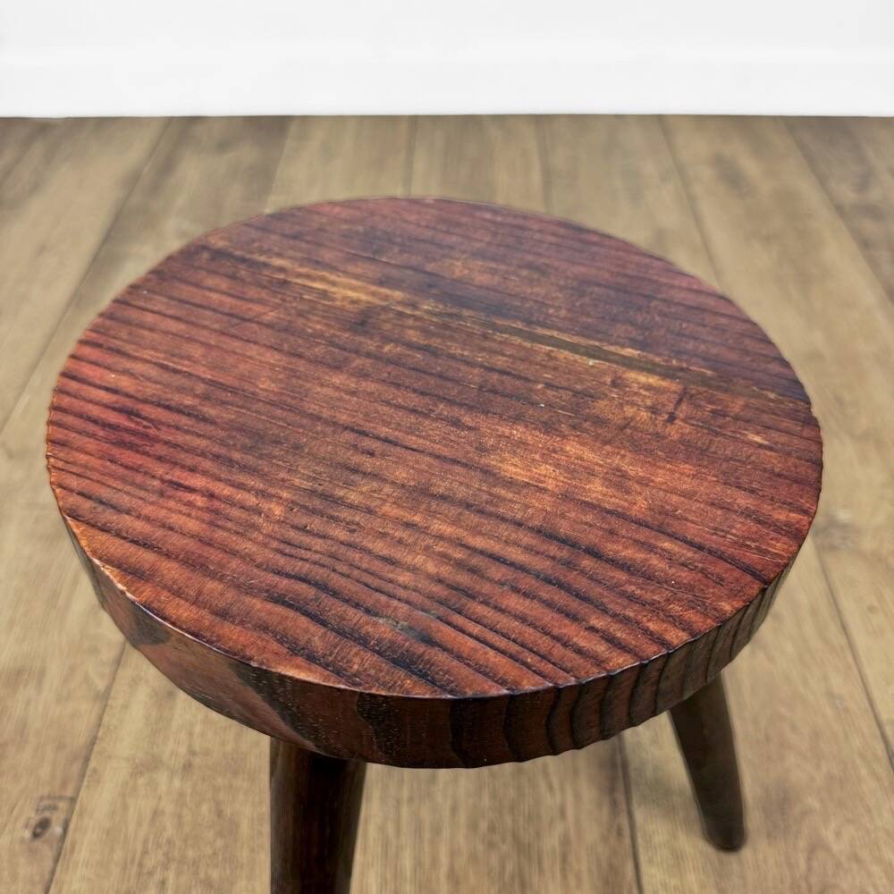 Trio of solid wood brutalist stools