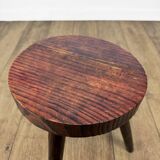 Trio of solid wood brutalist stools