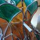 Vintage pendant light with multicoloured stained glass.