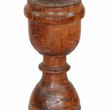 Bougeoir haut bois vieux teck patine d'origine ancien pied de charpoy lit indien