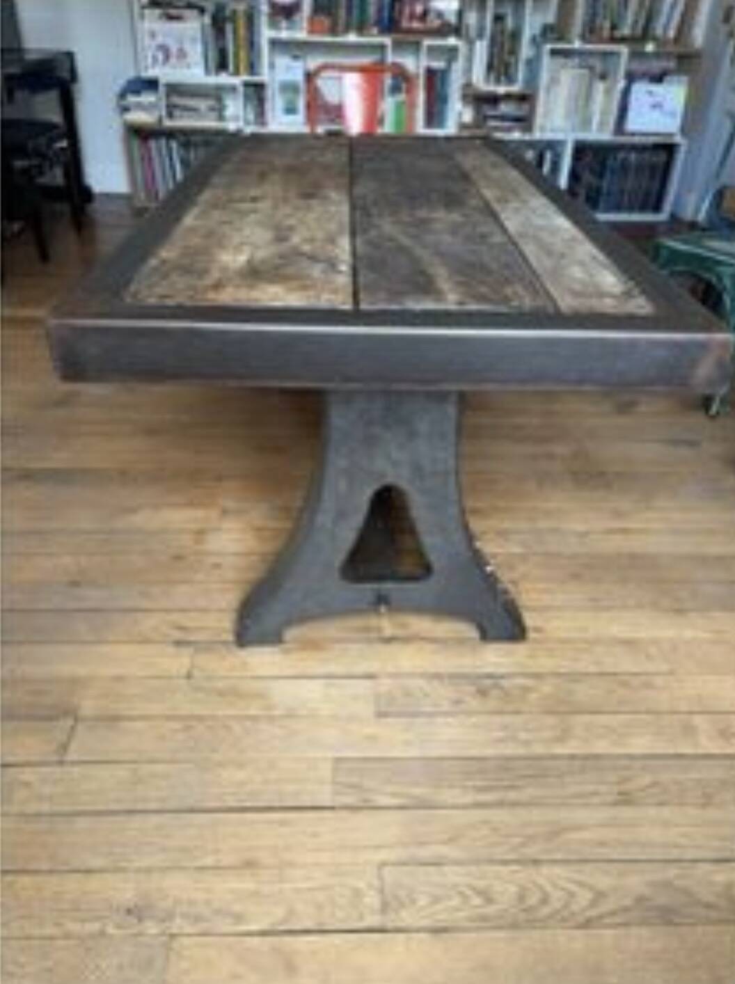 Industrial style dining table wood and metal