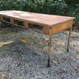 Vintage modernist table with metal tubular base