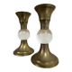 Bougeoirs laiton plexi années 70