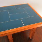 Modernist table board in blue tiles - France 1960's