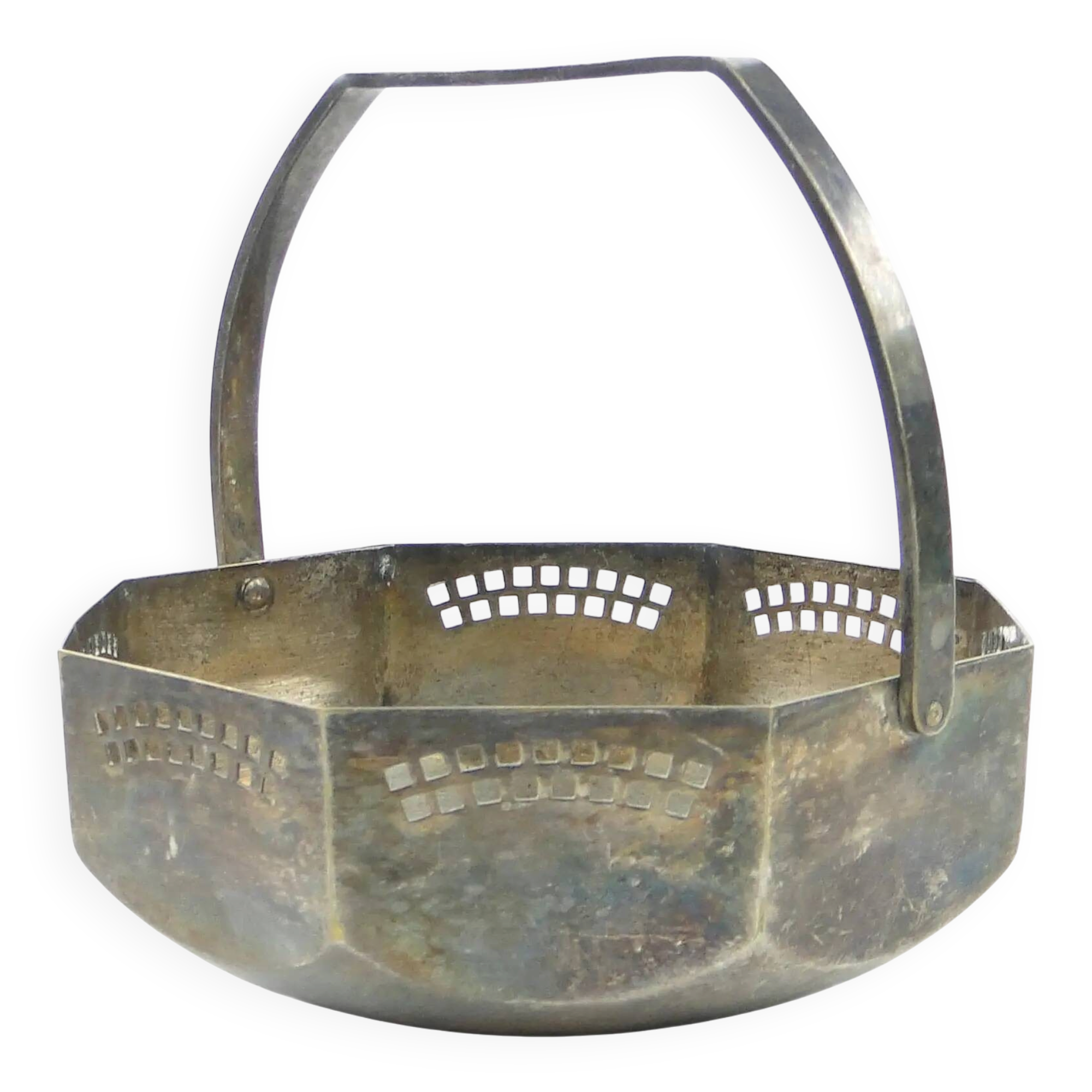 Art Nouveau sugar bowl, silver-plated brass, Austria, early 20th century