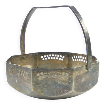 Art Nouveau sugar bowl, silver-plated brass, Austria, early 20th century