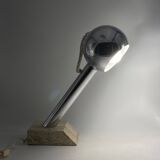 Brutalist travertine table lamp, Italy 1970s