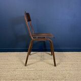 Ensemble de 6 chaise vintage bois foncé Hermes Pays-Bas années 70