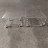 Set of two bedside tables, plexi sofa end, David Lange