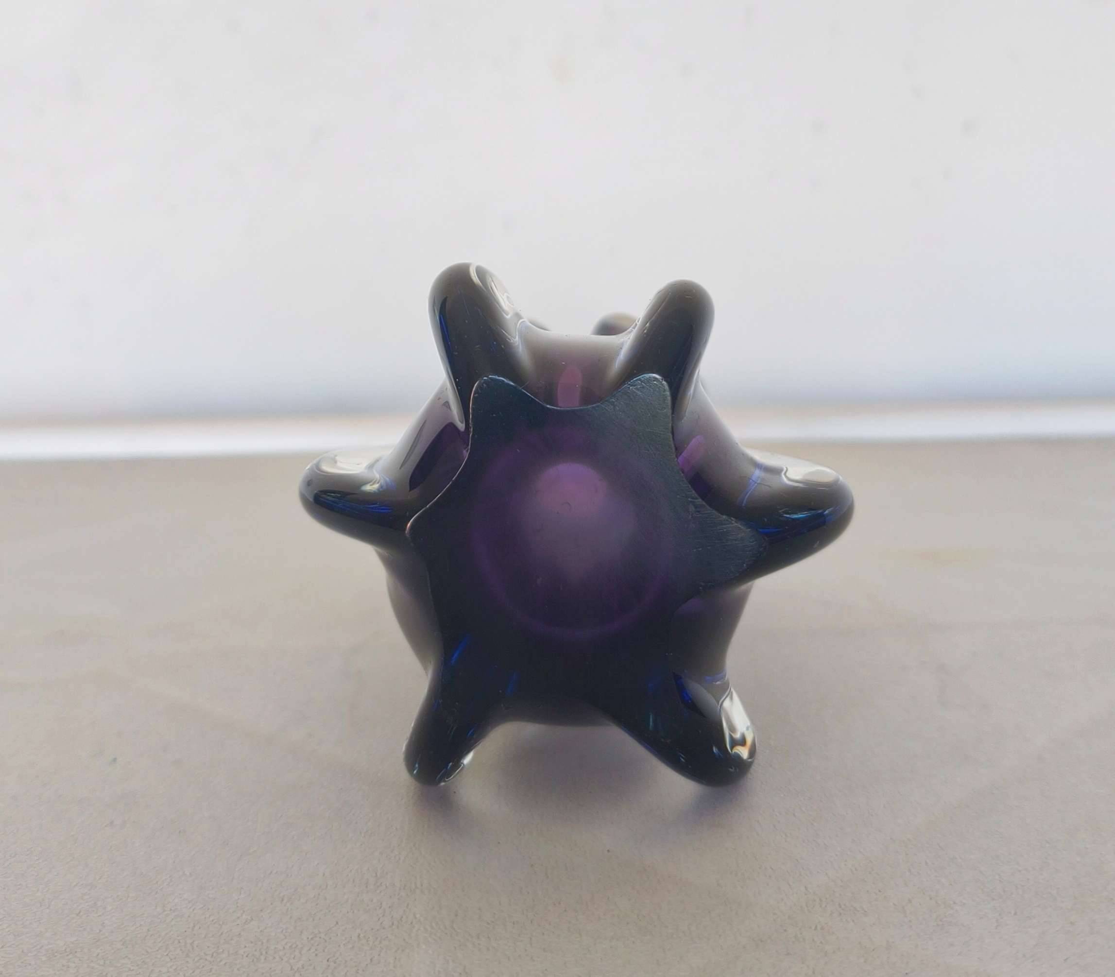 Vintage Sommerso glass vase from Murano in purple and cobalt art glass.