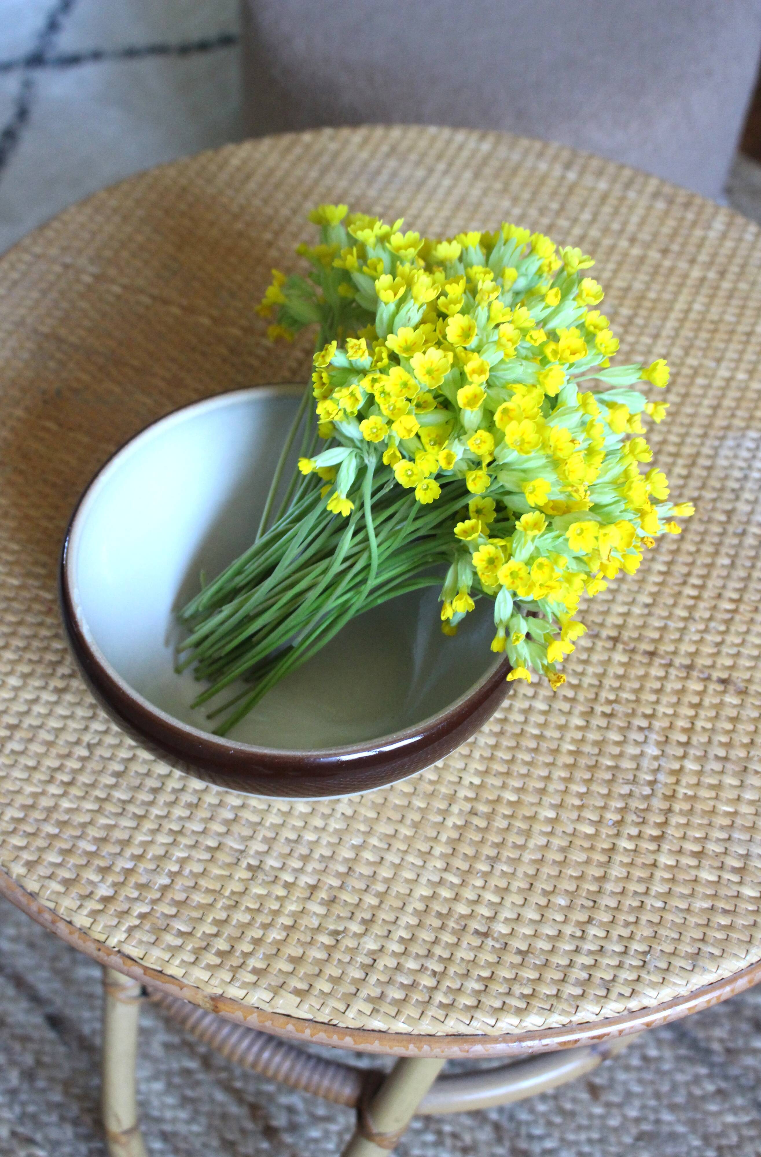 Two-tone vintage stoneware salad bowl from Digoin.