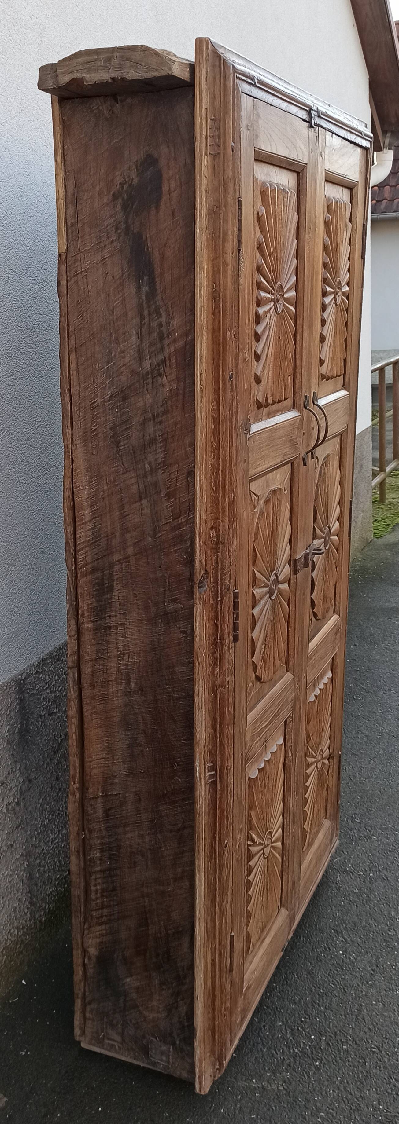 Old built-in wooden wardrobe